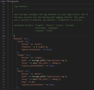 laravel config log