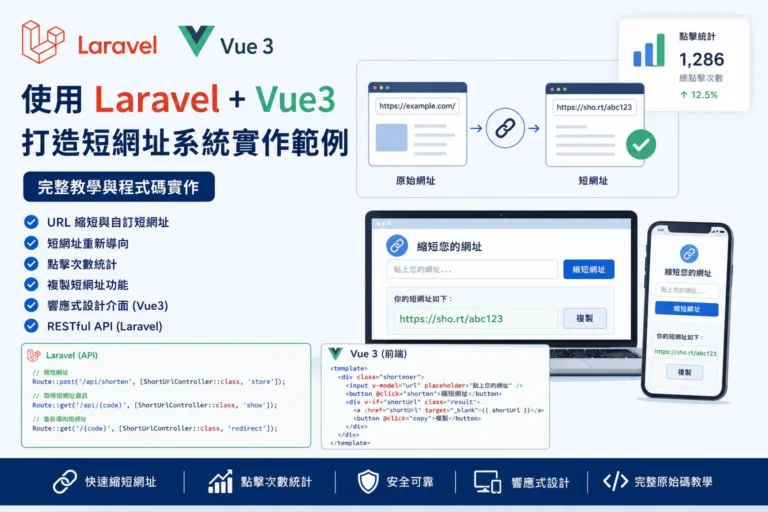 使用laravel vue3建立短網址shorturl的程式範例