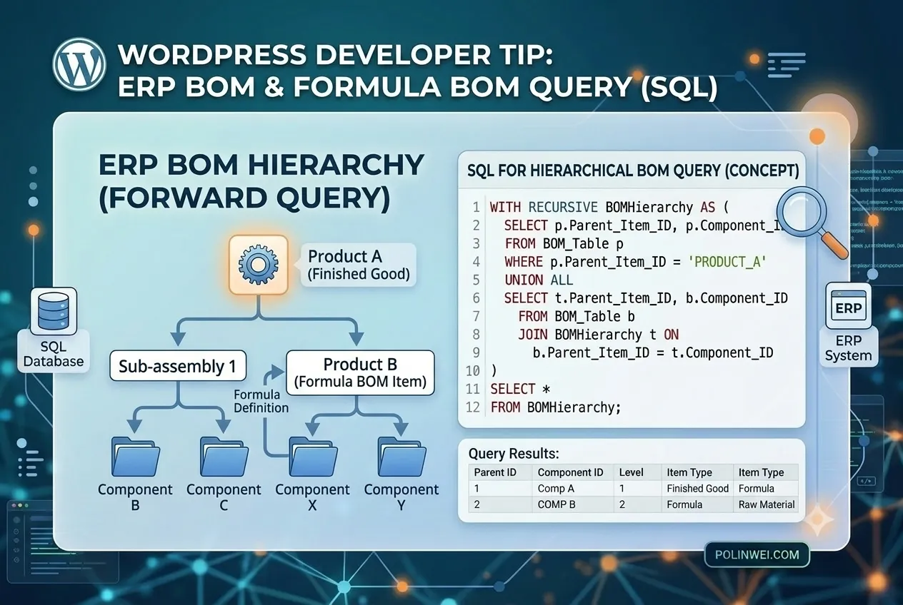 鼎新ERP查詢BOM(含配方BOM)的SQL - 波林工作室