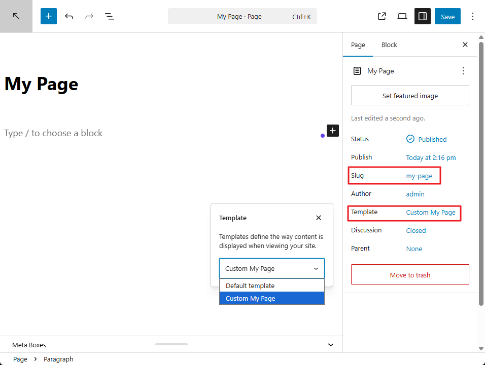 wordpress 的 page 如何指向指定的php檔案 2 image 5