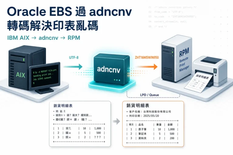 Oracle EBS 過 adncnv 轉碼解決印表亂碼 1 oracle ebs adncnv rpm featured 1536x1024 1